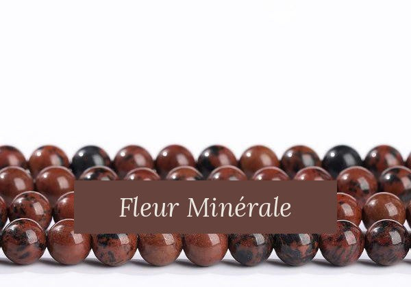 Perles — Obsidienne Acajou perle ronde — Réf. JDYZS72-1 — Fleur Minérale