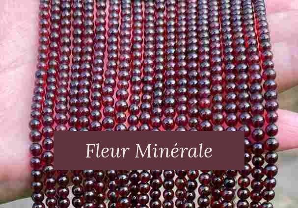 Perles — Sang Amber perle ronde — Réf. JDYZS79-16 — Fleur Minérale