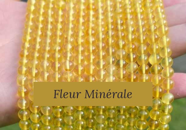 Perles — Amber Doré perle ronde — Réf. JDYZS79-18 — Fleur Minérale