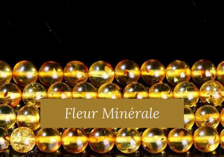 Perles — Ambre perle ronde — Réf. JDYZS79-6 — Fleur Minérale