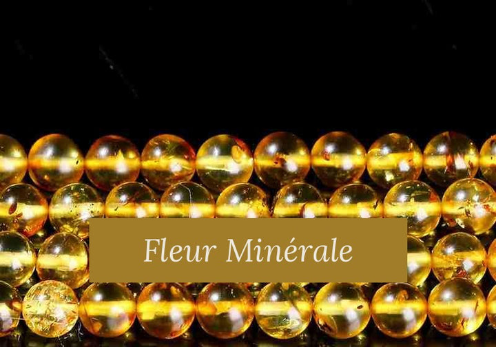 Perles — Ambre perle ronde — Réf. JDYZS79-7 — Fleur Minérale