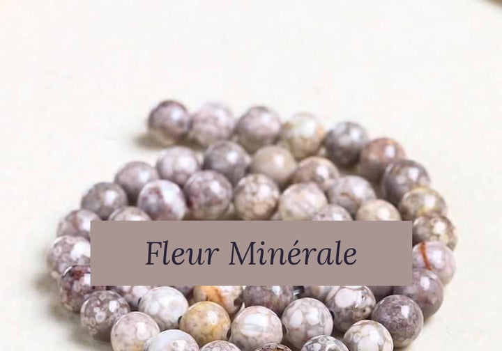 Perles — Porphyre Moucheté (Pierre De Maifan) perle ronde — Réf. JDYZS82-7 — Fleur Minérale