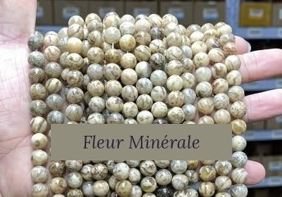 Perles — Feldspath graphique perle ronde — Réf. JDYZS91-2 — Fleur Minérale