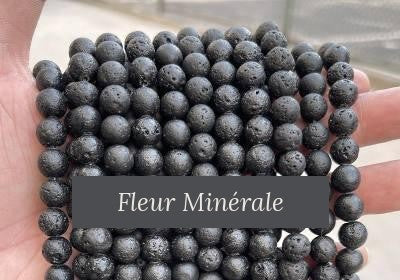 Perles — Pierre de lave 3A perle ronde — Réf. JDYZS98-8 — Fleur Minérale