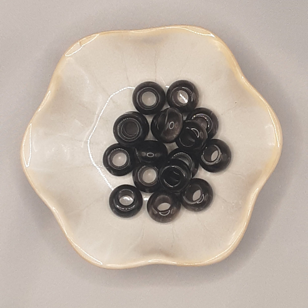 Perle européenne Obsidienne argentée Ronde